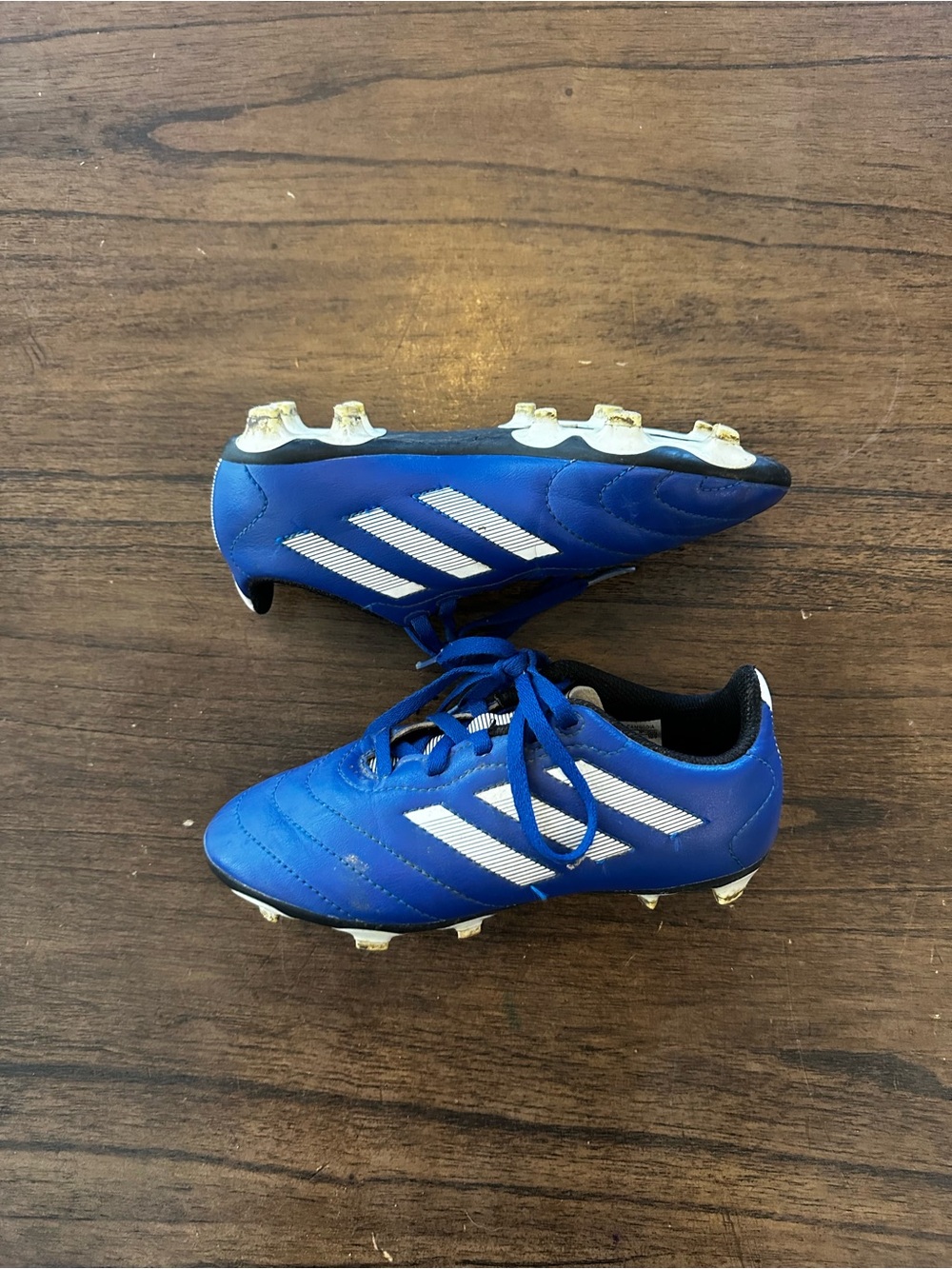 Adidas Kids Youth Soccer Cleats Blue White Lace Up Size 1